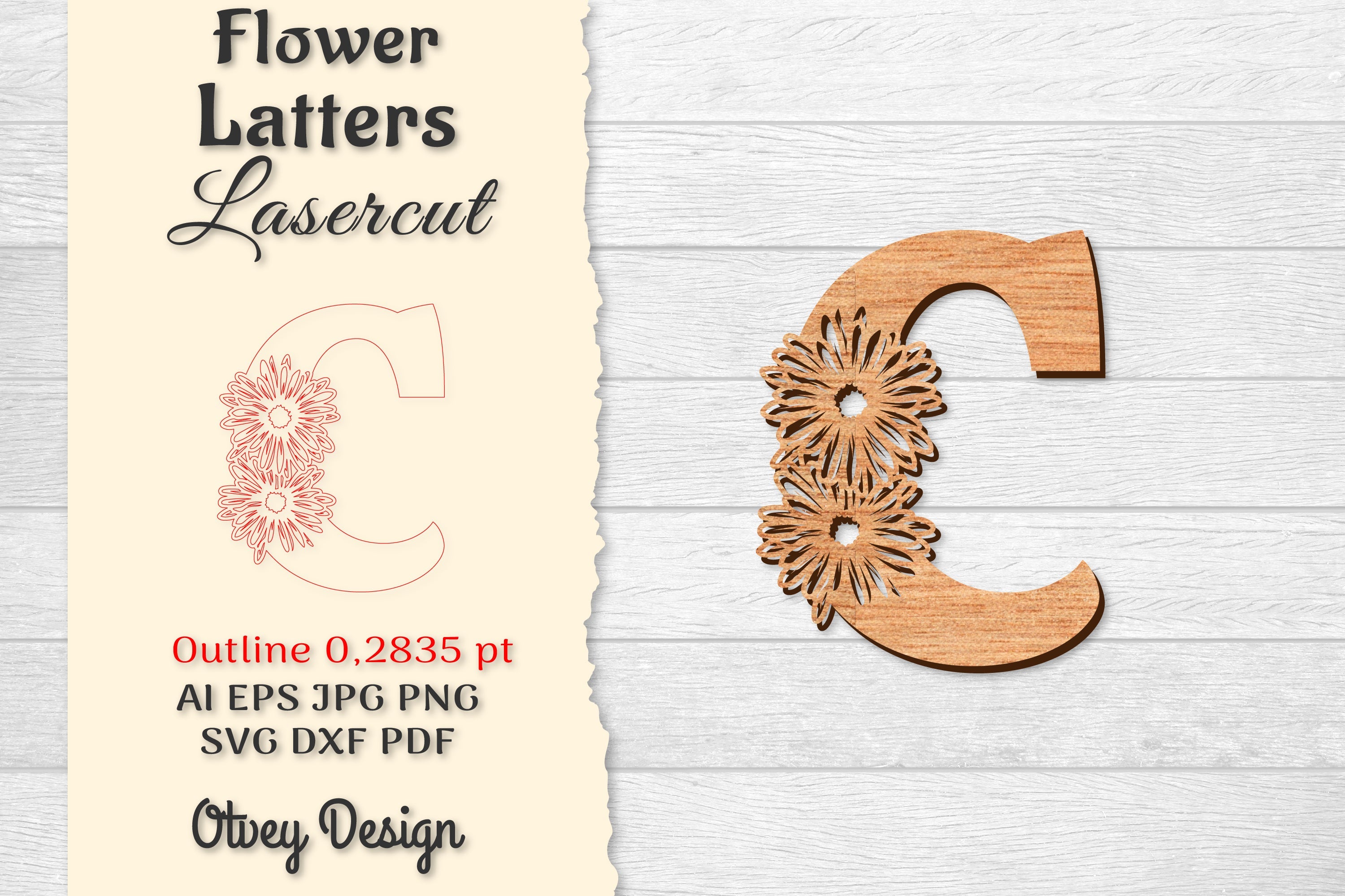 Flower Letters Laser Cut File SVG Bundle 65 - CraftNest - Digital Crafting and Art