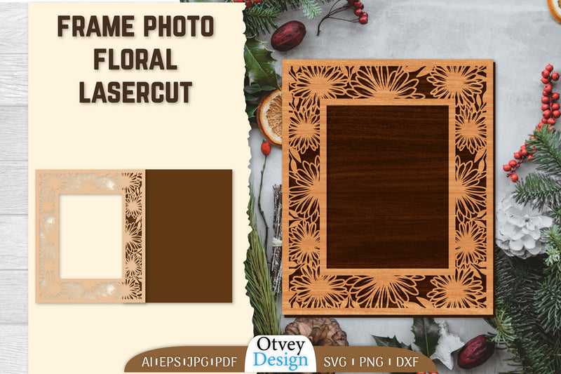 Floral Lasercut 2 Frame Photo SVG Bundle 11 - CraftNest - Digital Crafting and Art