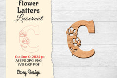 Flower Letters Laser Cut SVG Bundle 89 - CraftNest - Digital Crafting and Art