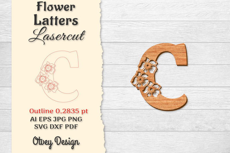 Flower Letters Laser Cut SVG Bundle 125 - CraftNest - Digital Crafting and Art
