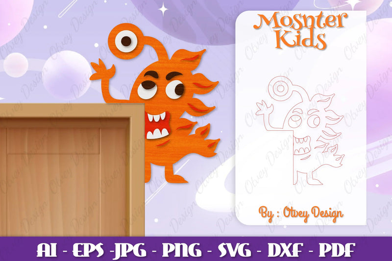 Monster Kids Corner Door Lasercut SVG Bundle 3 - CraftNest - Digital Crafting and Art