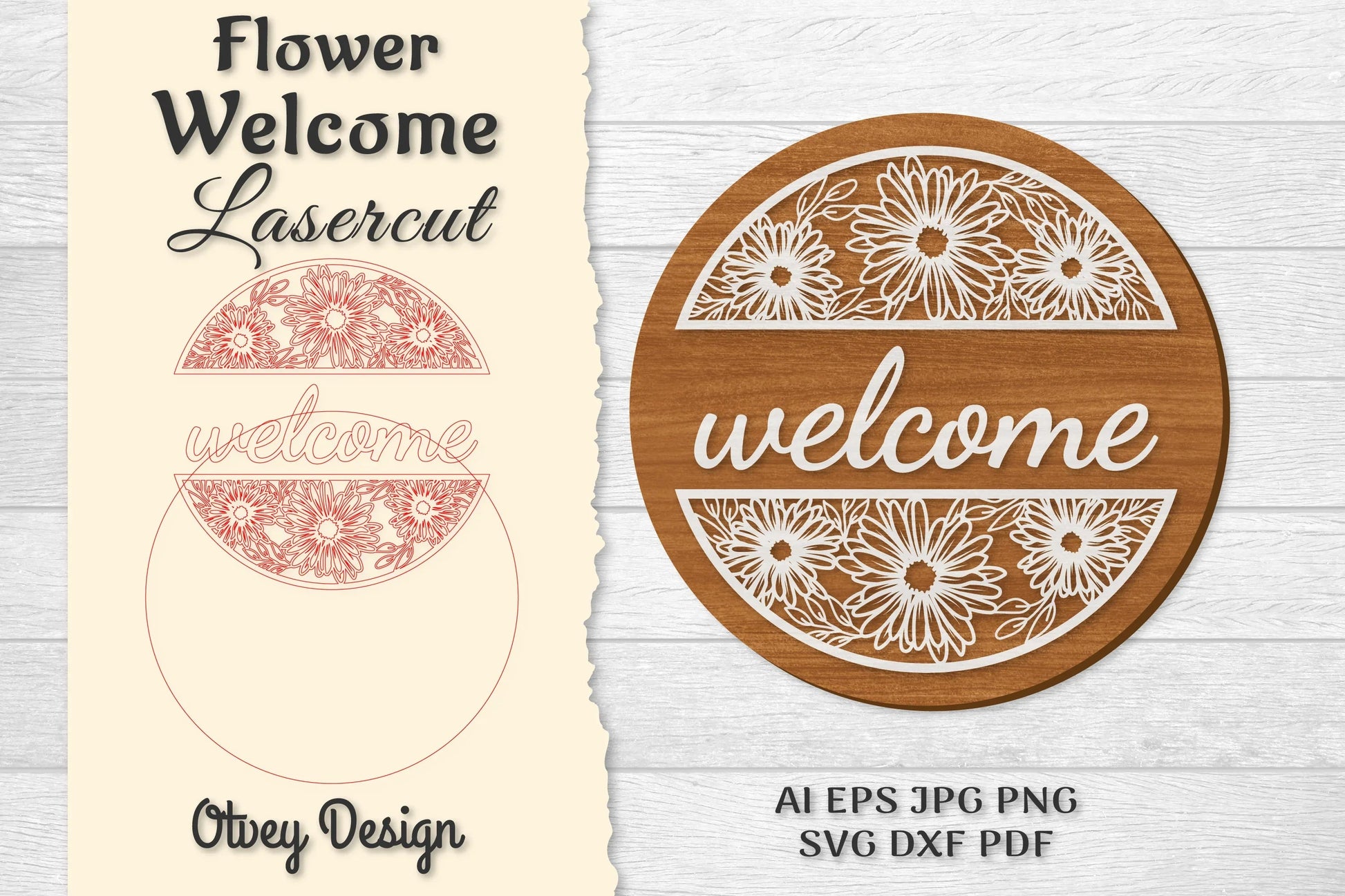 Flower Welcome Lasercut SVG Bundle 43 - CraftNest - Digital Crafting and Art