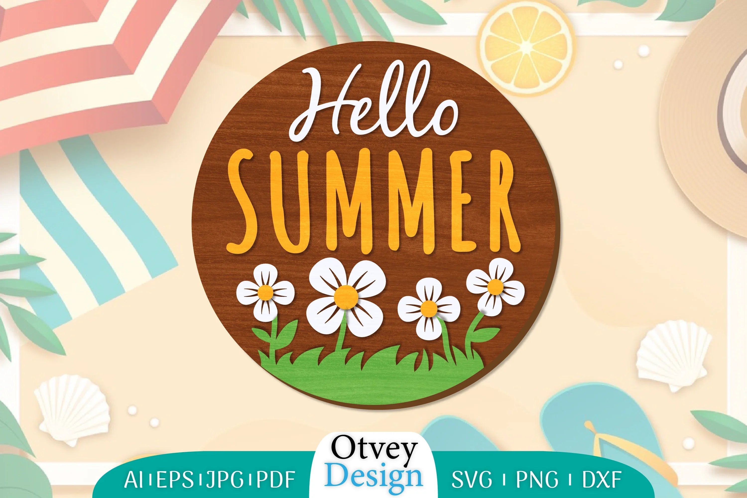 Summer Round Door Hanger SVG Bundle 6 - CraftNest - Digital Crafting and Art