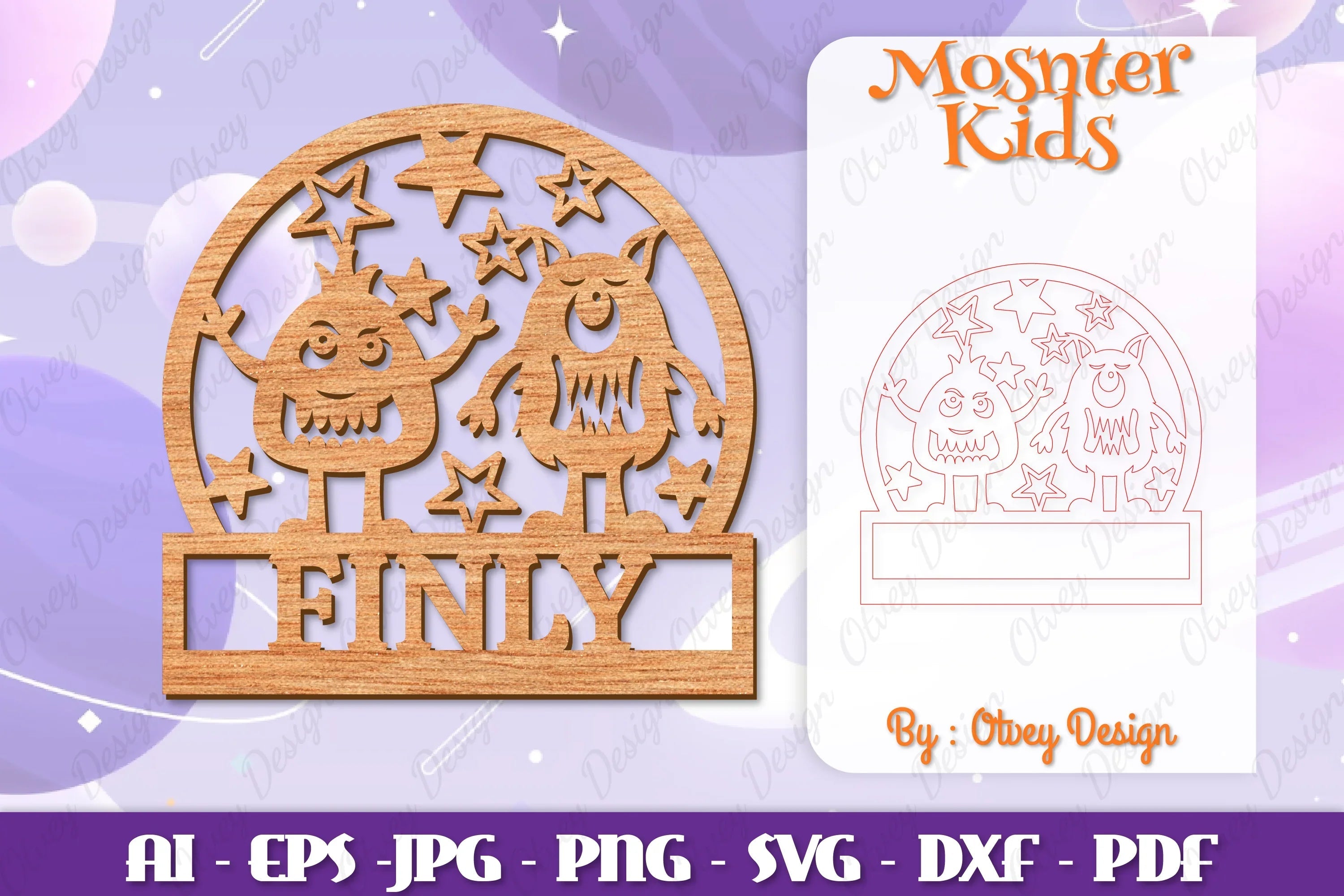 Monsters Kids Name Sign Lasercut SVG Bundle 3 - CraftNest - Digital Crafting and Art