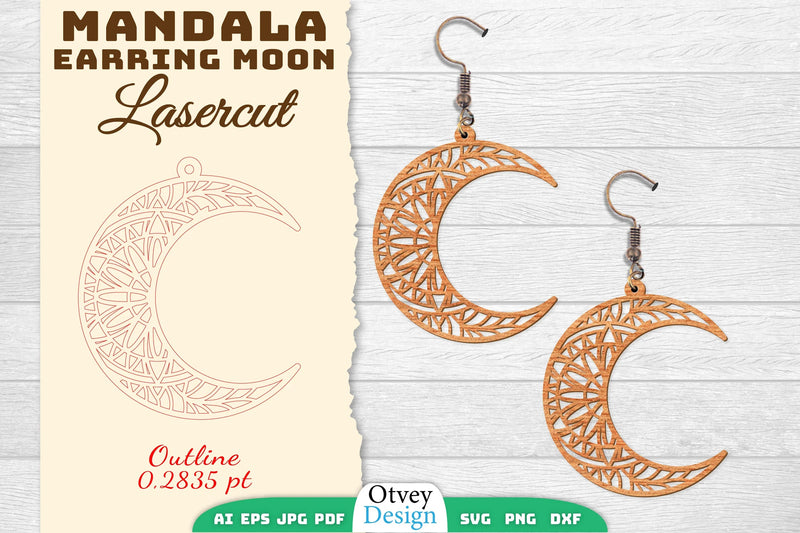 Earring Moon Mandala Lasercut SVG Bundle 11 - CraftNest - Digital Crafting and Art