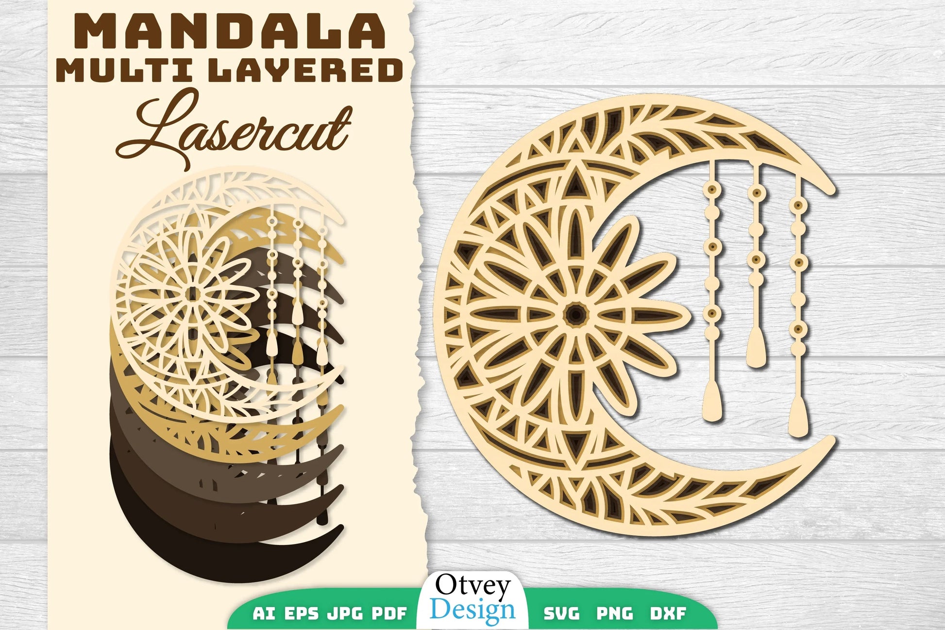 Mandala Moon Layered Lasercut SVG Bundle 3 - CraftNest - Digital Crafting and Art