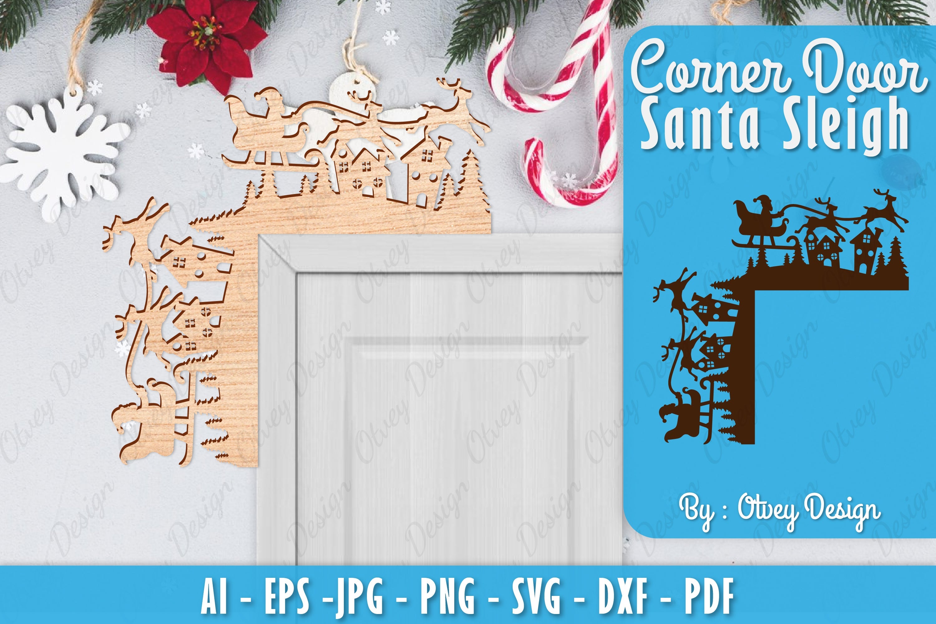Christmas Santa Sleigh Door Corner Lasercut SVG Bundle 4 - CraftNest - Digital Crafting and Art