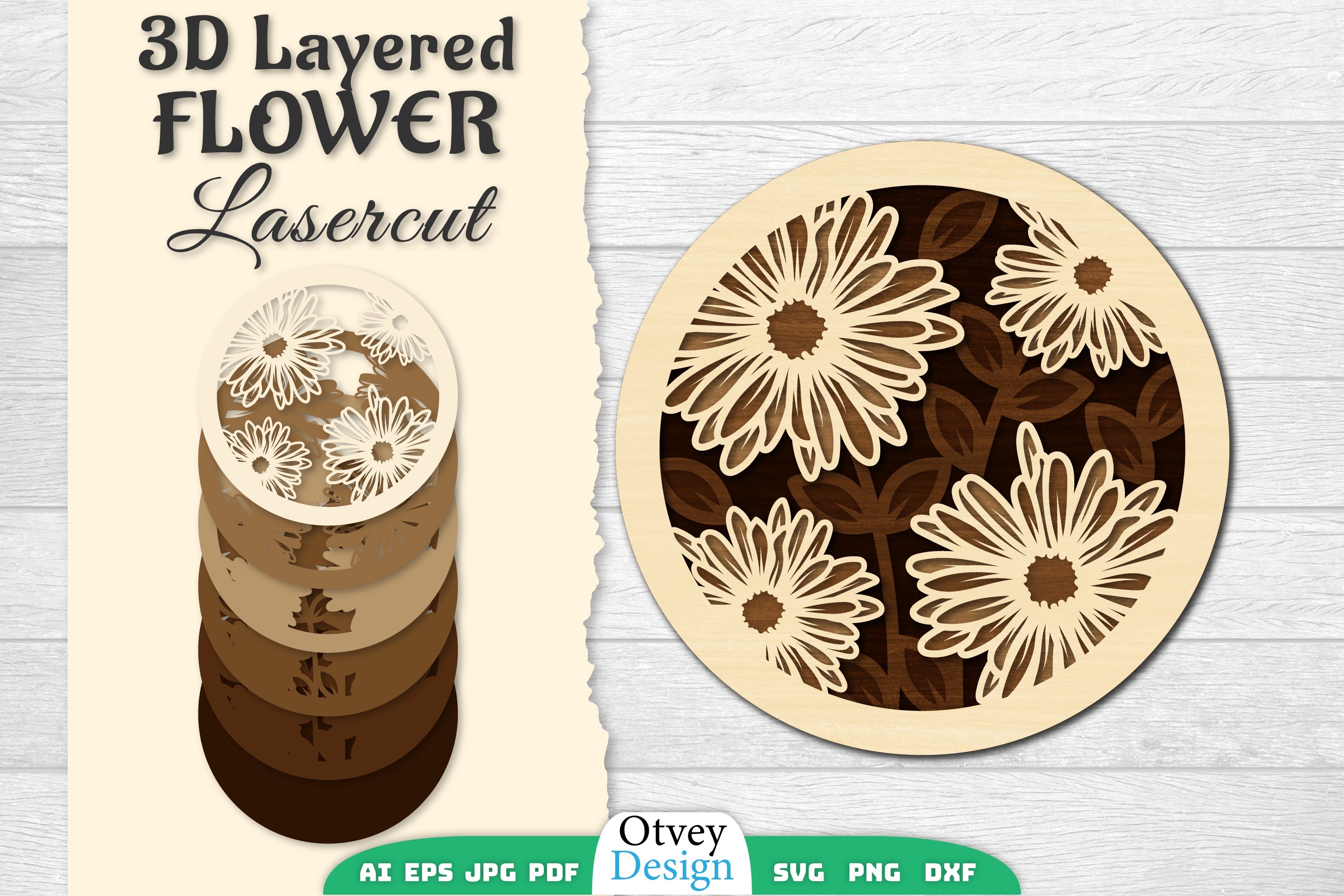 3D Layered Flower Lasercut SVG Bundle 7 - CraftNest - Digital Crafting and Art