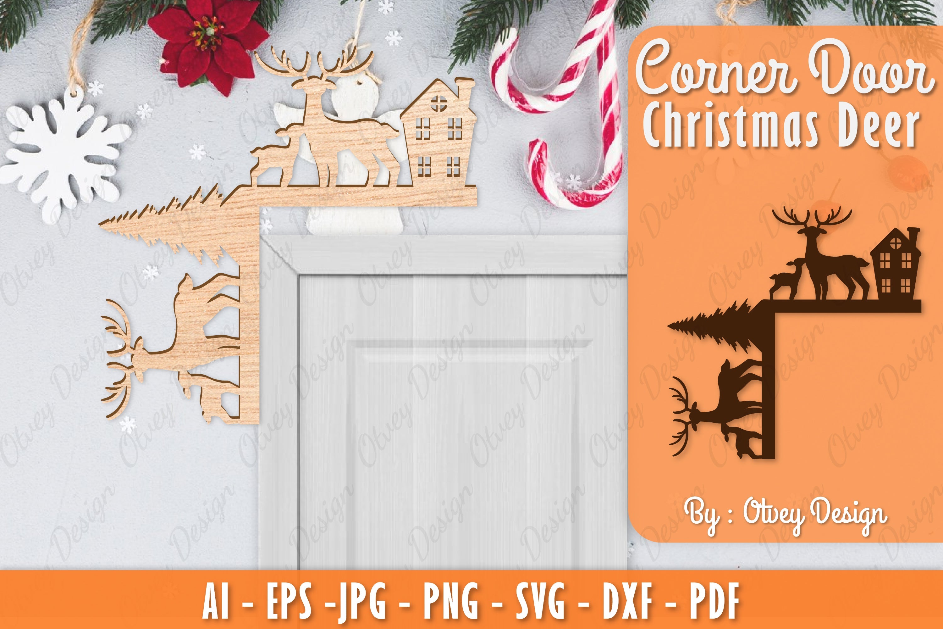 Christmas Deer Door Corner Lasercut SVG Bundle 14 - CraftNest - Digital Crafting and Art