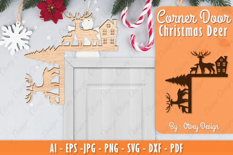 Christmas Deer Door Corner Lasercut SVG Bundle 14 - CraftNest - Digital Crafting and Art