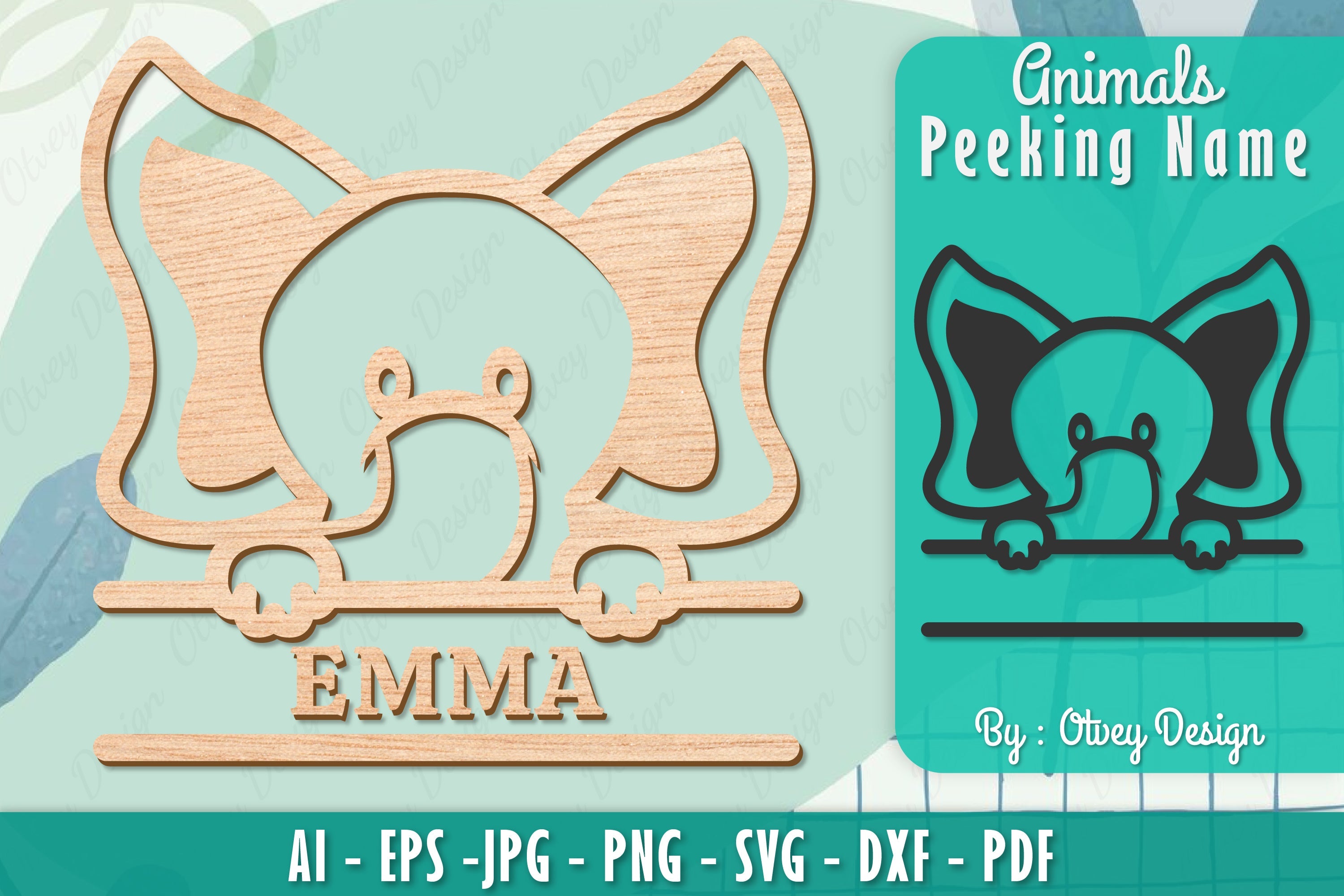 Animals Peeking Name Sign SVG Bundle 9 - CraftNest - Digital Crafting and Art