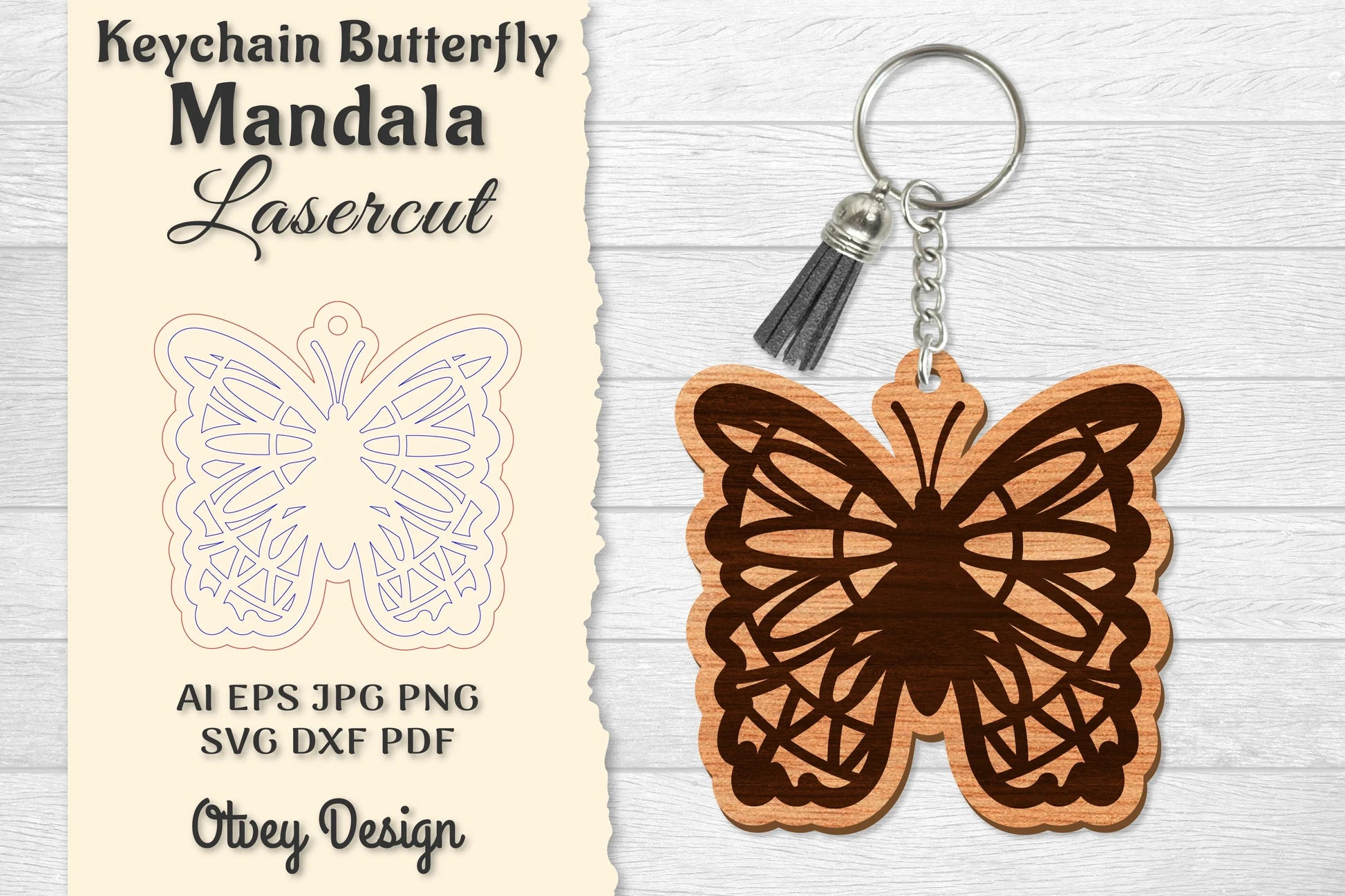 Butterfly Mandala Keychain SVG Bundle 3 - CraftNest - Digital Crafting and Art