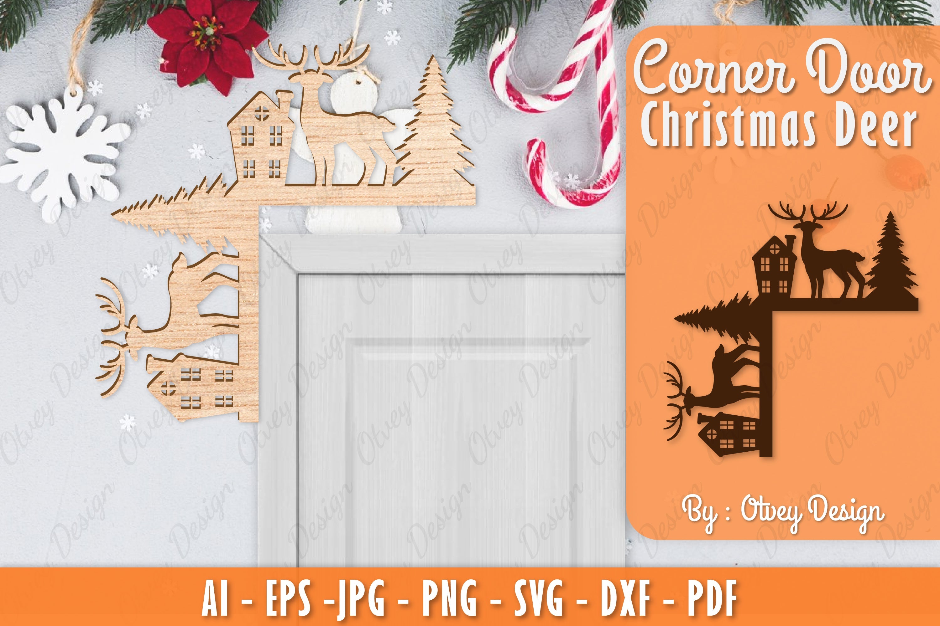 Christmas Deer Door Corner Lasercut SVG Bundle 15 - CraftNest - Digital Crafting and Art