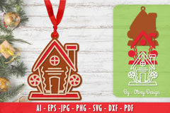 Ornament Gingerbread House Laser Cut SVG Bundle 7 - CraftNest - Digital Crafting and Art