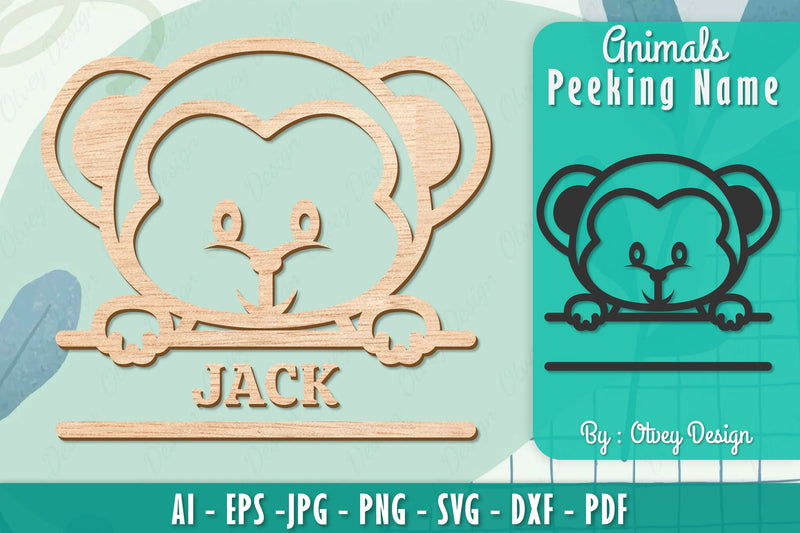 Animals Peeking Name Sign SVG Bundle 10 - CraftNest - Digital Crafting and Art