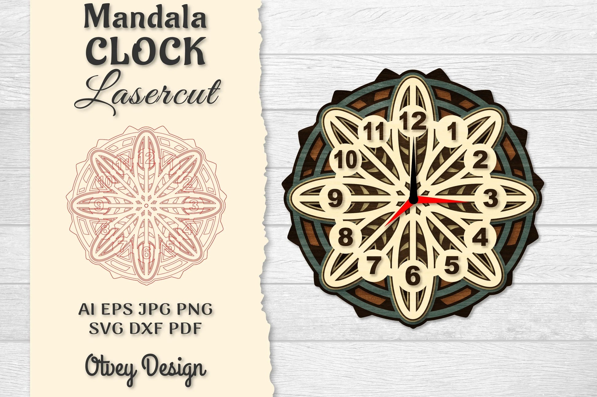 Clock Mandala Lasercut SVG Bundle 4 - CraftNest - Digital Crafting and Art