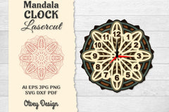 Clock Mandala Lasercut SVG Bundle 4 - CraftNest - Digital Crafting and Art