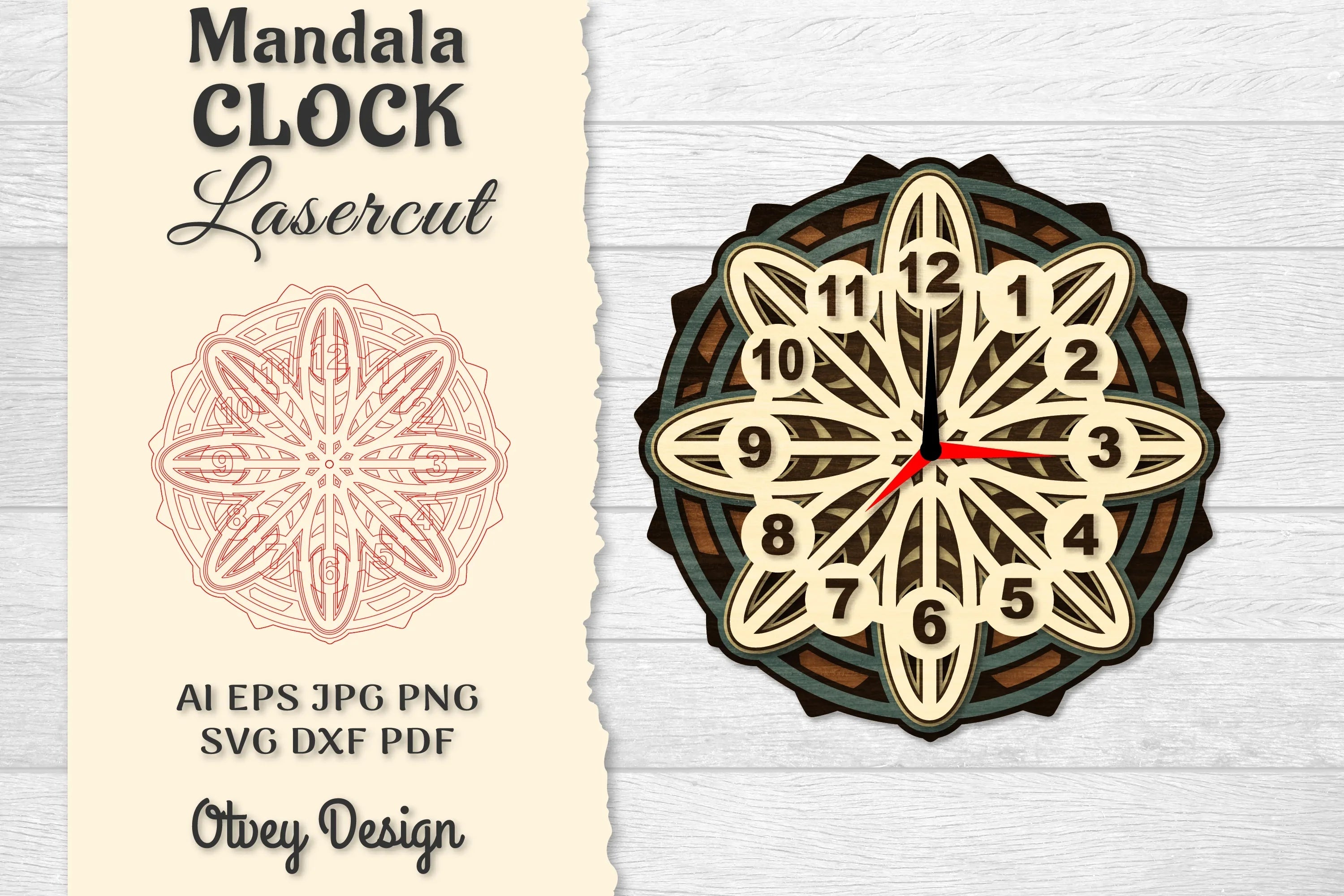 Clock Mandala Lasercut SVG Bundle 4 - CraftNest - Digital Crafting and Art