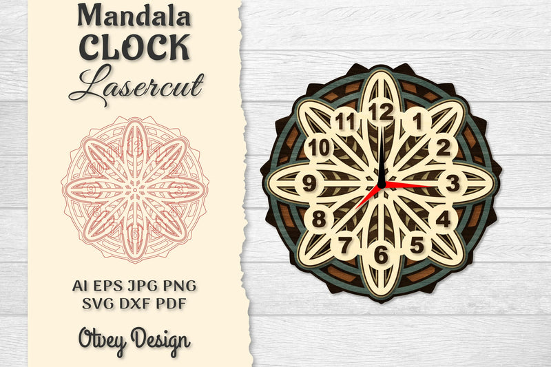 Clock Mandala Lasercut SVG Bundle 4 - CraftNest - Digital Crafting and Art