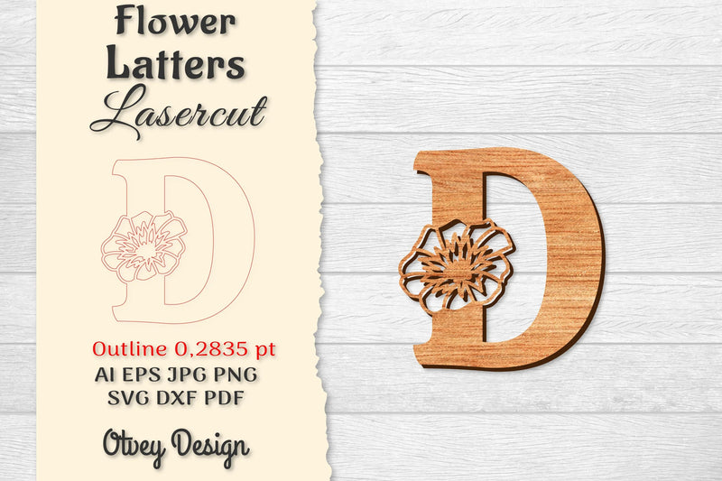 Flower Letters Laser Cut SVG Bundle 23 - CraftNest - Digital Crafting and Art