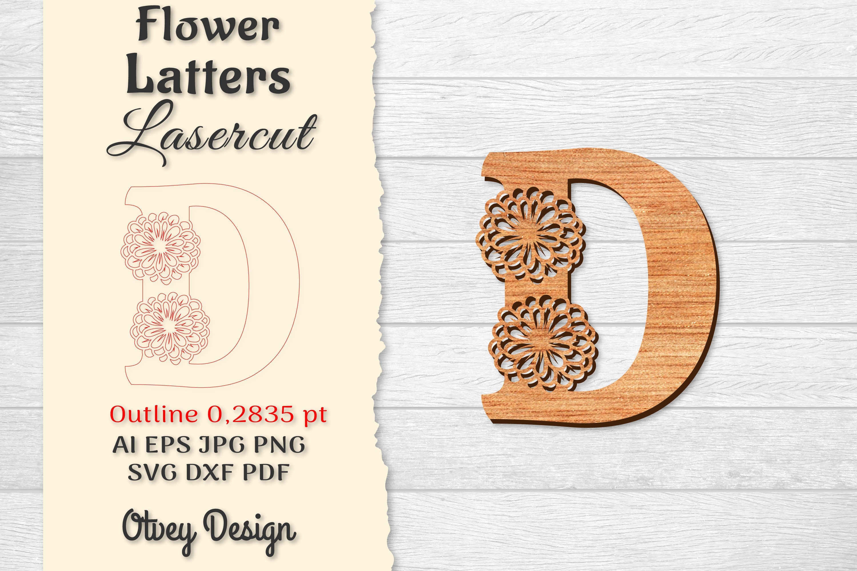 Flower Letters Laser Cut SVG Bundle 39 - CraftNest - Digital Crafting and Art