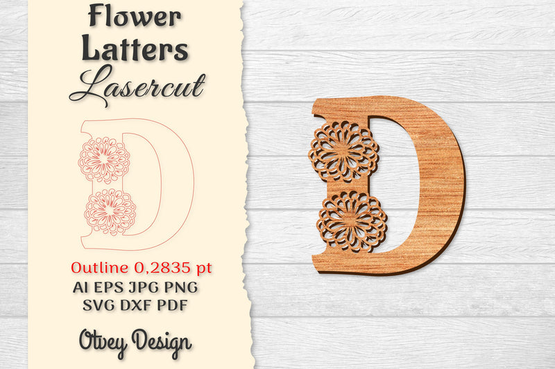 Flower Letters Laser Cut SVG Bundle 39 - CraftNest - Digital Crafting and Art