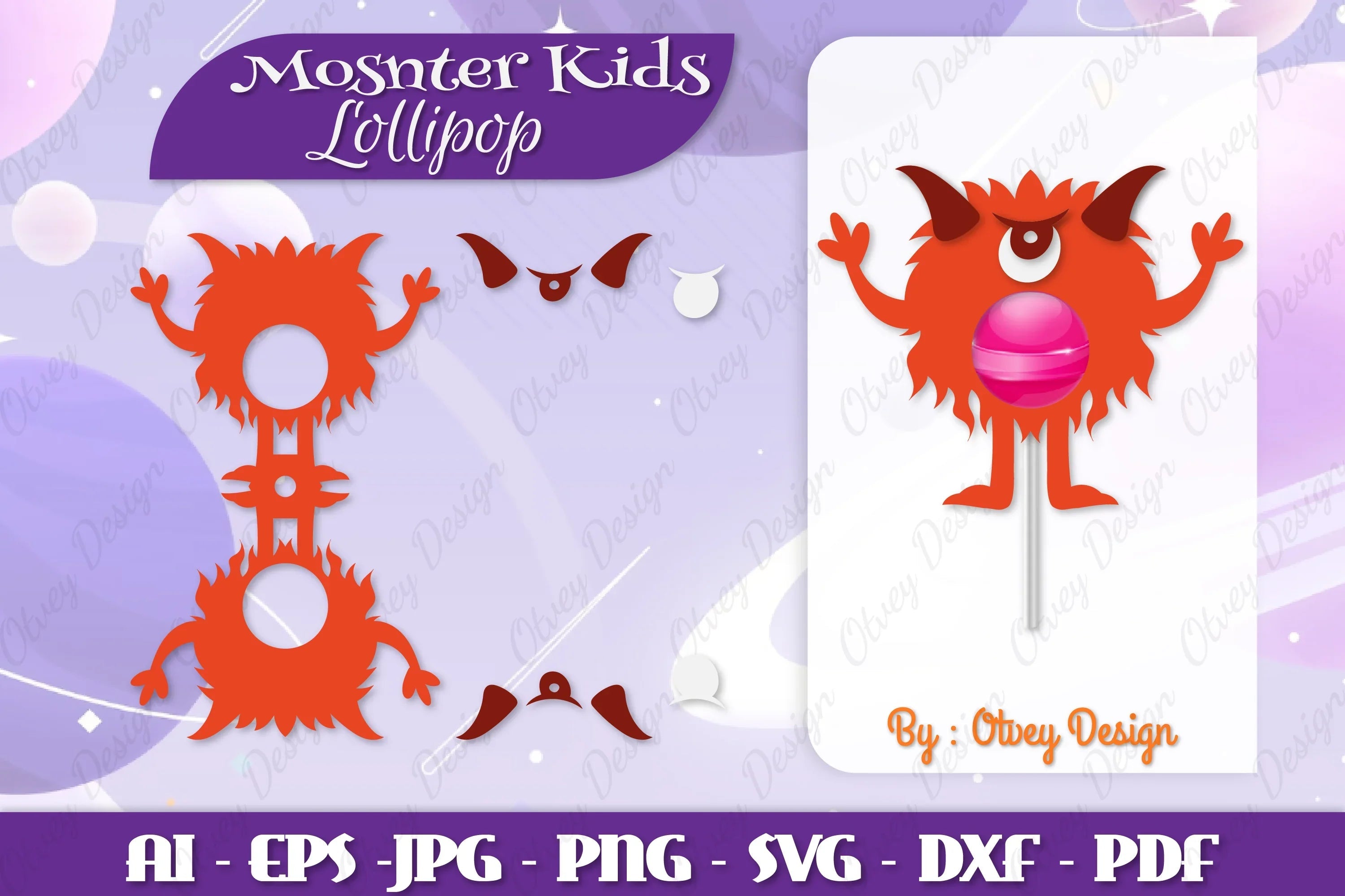 Monster Kids Lollipop Holders SVG Bundle 4 - CraftNest - Digital Crafting and Art