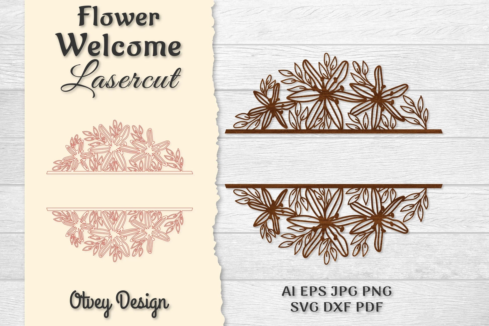 Flower Welcome Slip Lasercut SVG Bundle 4 - CraftNest - Digital Crafting and Art