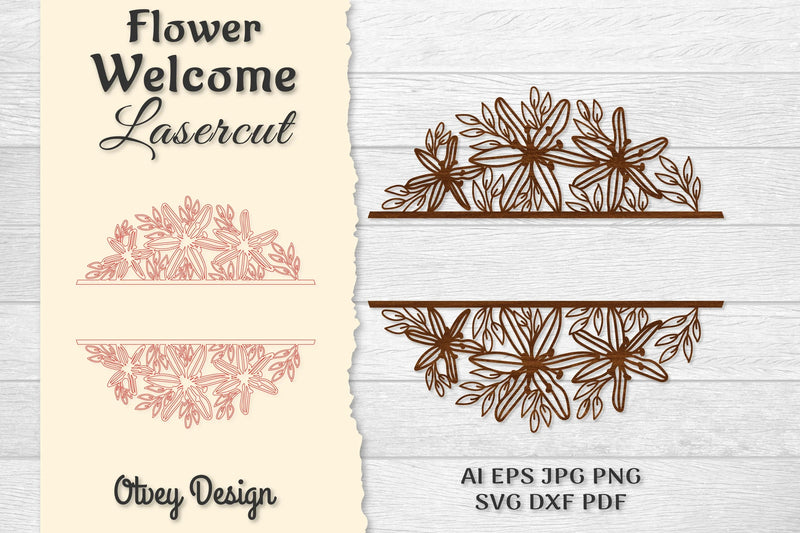 Flower Welcome Slip Lasercut SVG Bundle 4 - CraftNest - Digital Crafting and Art