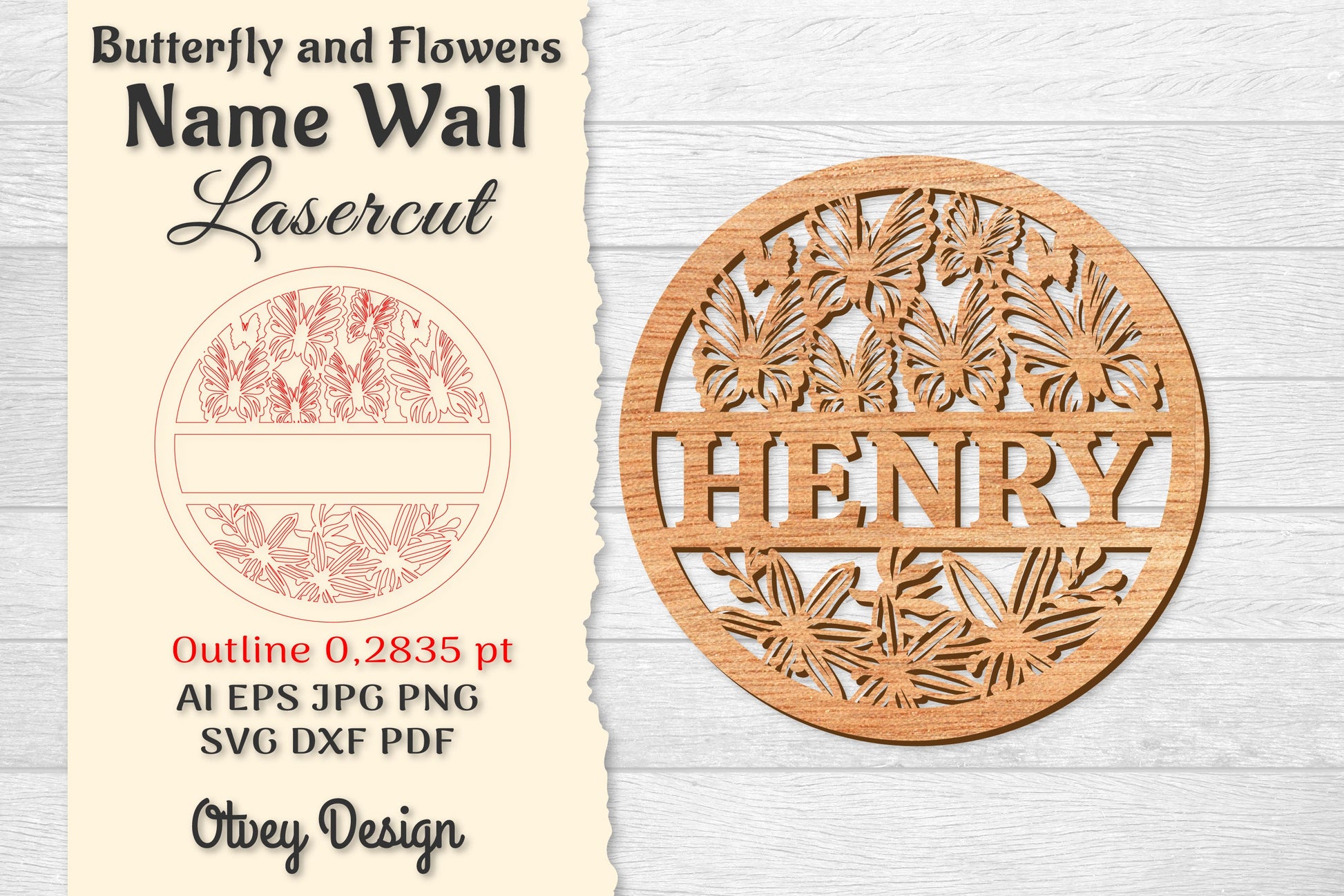 Butterfly and Flowers Name Wall Art Sign SVG Bundle 3 - CraftNest - Digital Crafting and Art