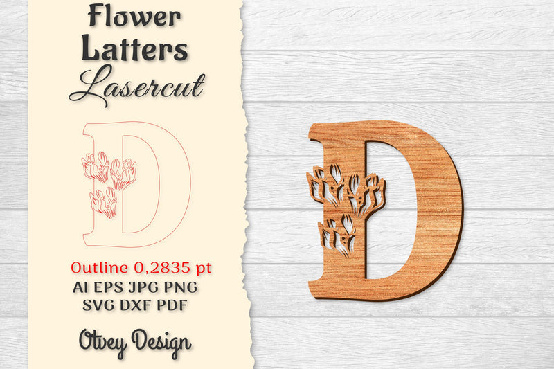 Flower Letters Laser Cut SVG Bundle 108 - CraftNest - Digital Crafting and Art