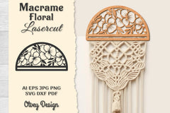 Macrame Frame Floral Lasercut SVG Bundle 4 - CraftNest - Digital Crafting and Art