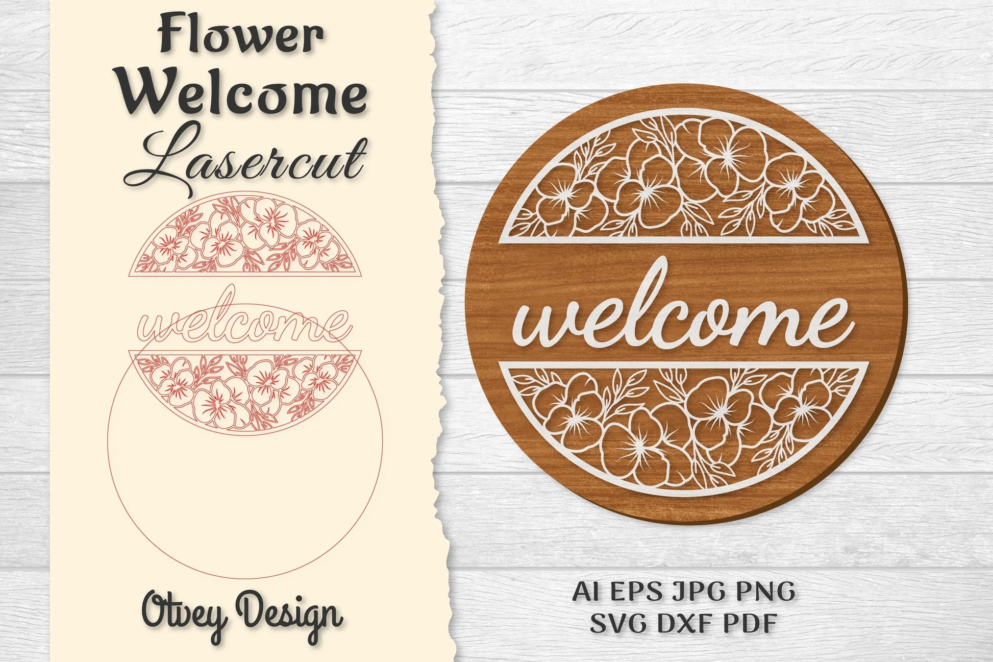 Flower Welcome Lasercut SVG Bundle 411 - CraftNest - Digital Crafting and Art