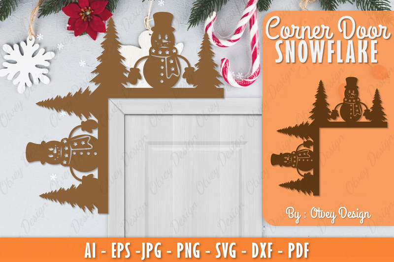 Snowman Door Corner Lasercut SVG Bundle 5 - CraftNest - Digital Crafting and Art