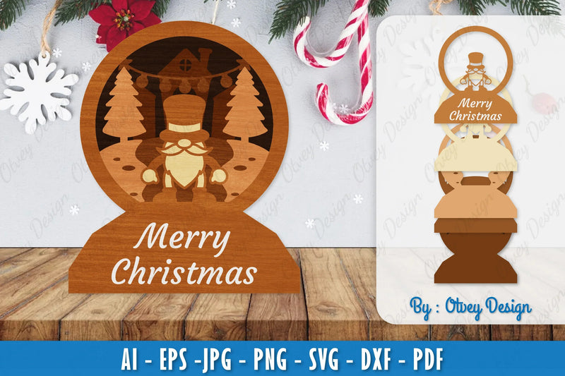 Christmas Gnome 3D Layered Lasercut SVG Bundle 9 - CraftNest - Digital Crafting and Art