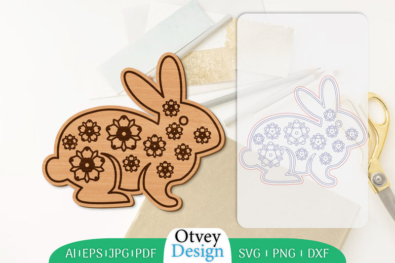 Rabbit Flower Lasercut SVG Bundle 4 - CraftNest - Digital Crafting and Art