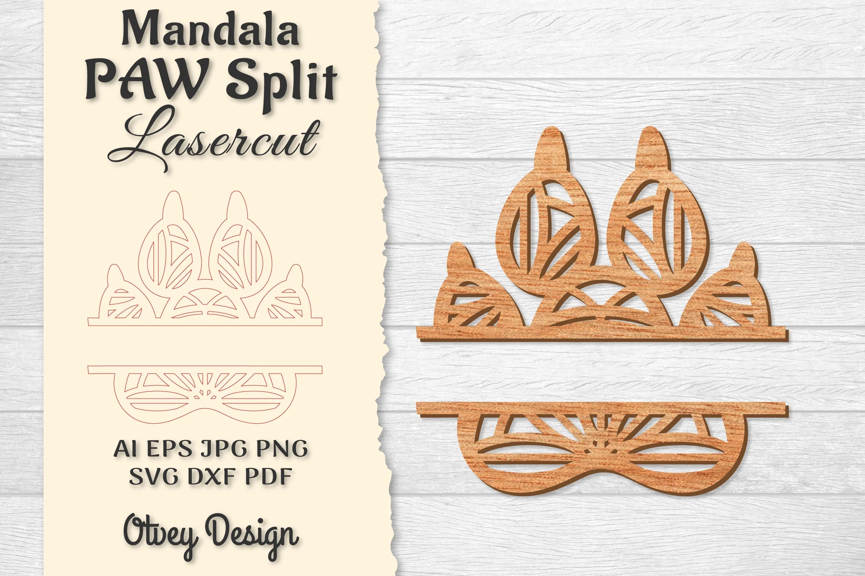 Paw Mandala Split Lasercut SVG Bundle 12 - CraftNest - Digital Crafting and Art
