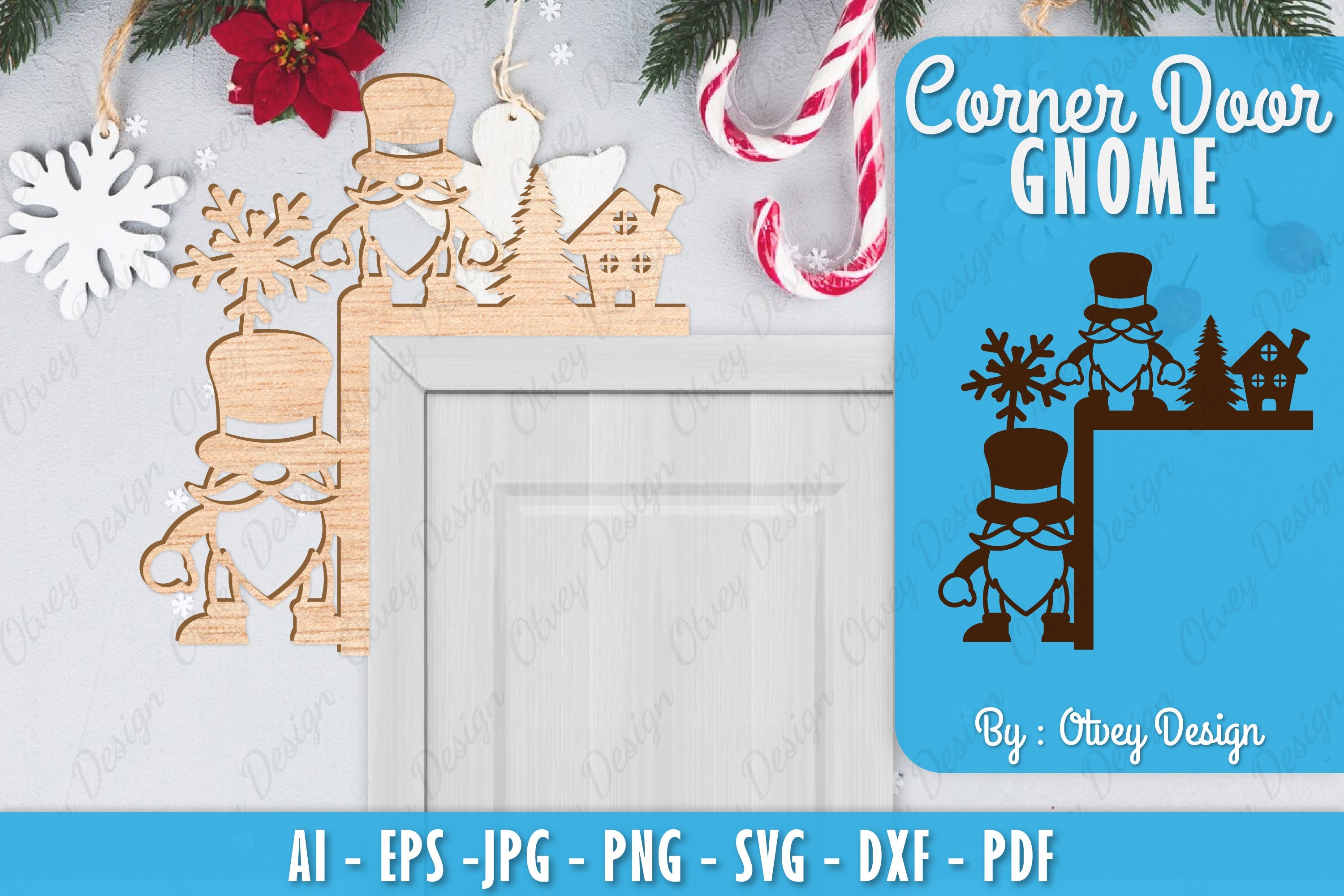 Christmas Gnome Door Corner Lasercut SVG Bundle 4 - CraftNest - Digital Crafting and Art