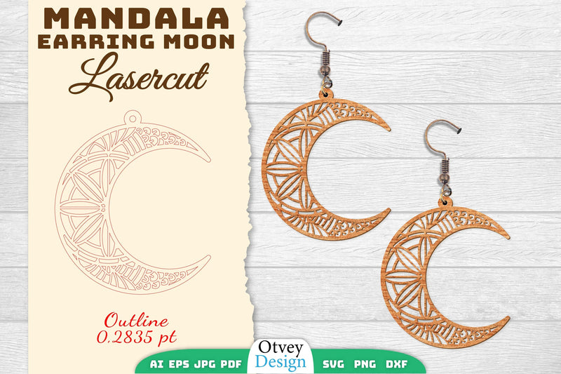 Earring Moon Mandala SVG Bundle - CraftNest - Digital Crafting and Art