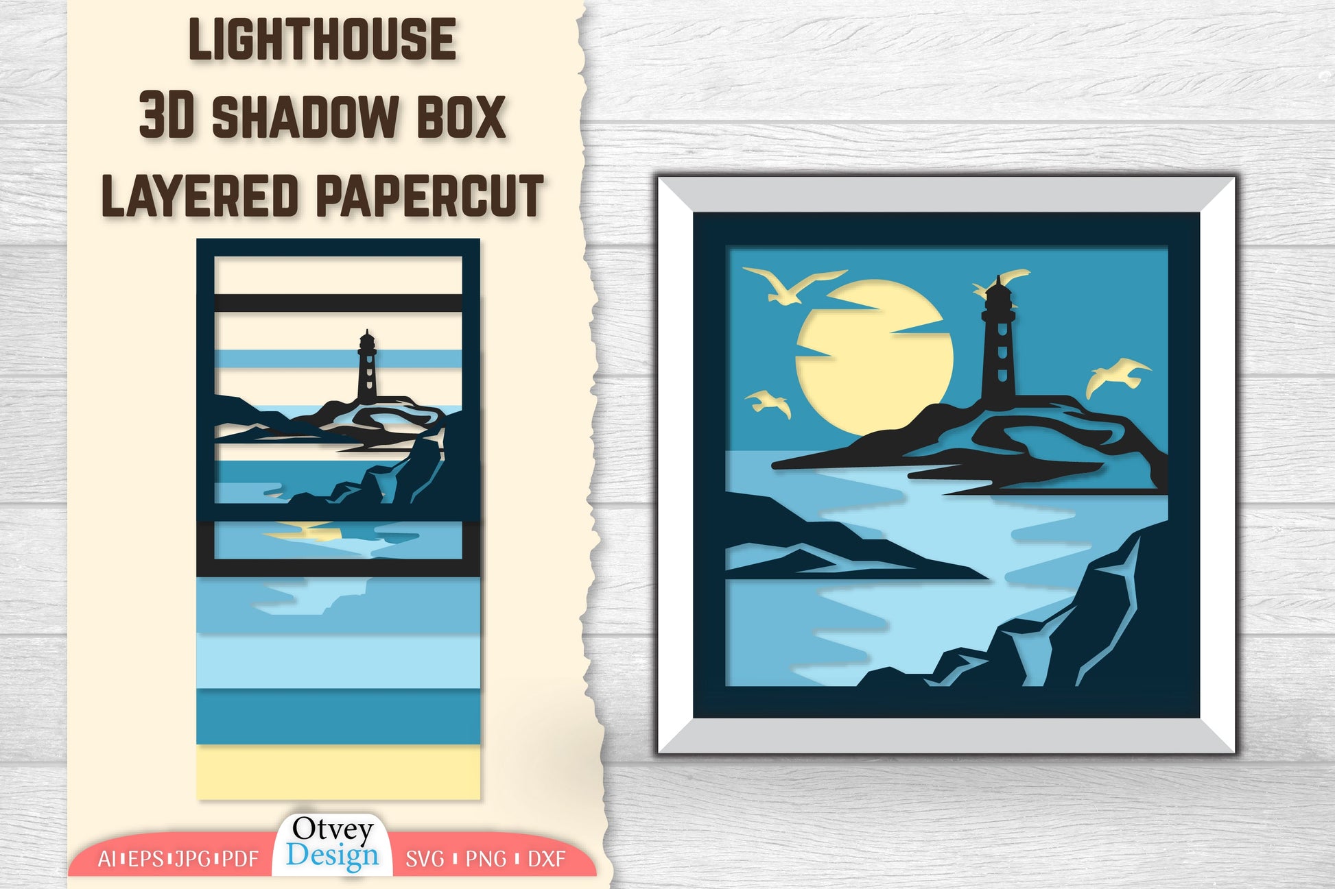 Lighthouse 3D Shadowbox Layered SVG Bundle 3 - CraftNest - Digital Crafting and Art