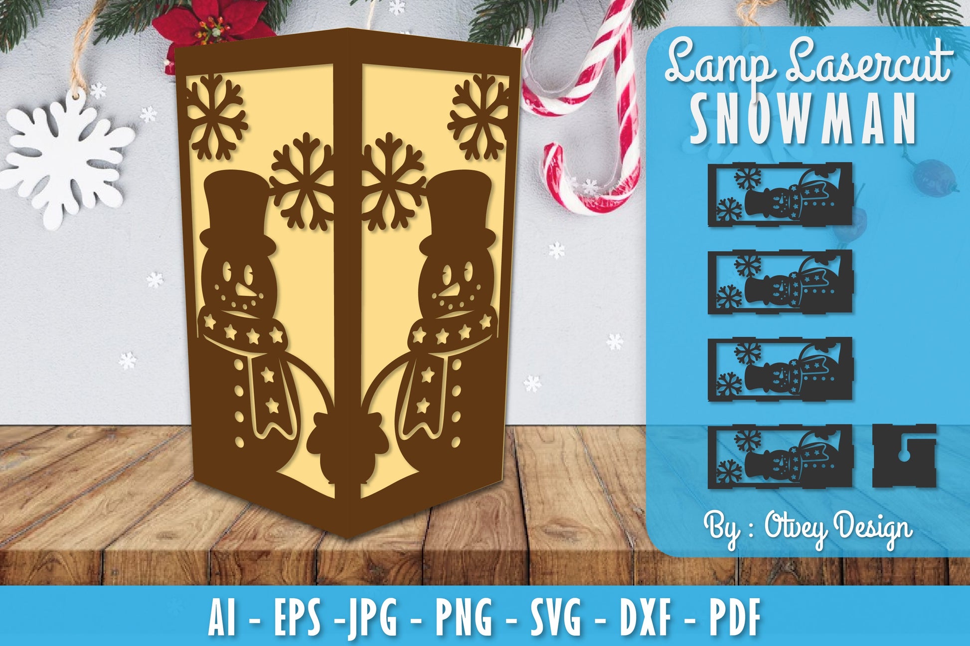 Snowman Lamp Lasercut SVG Bundle 5 - CraftNest - Digital Crafting and Art