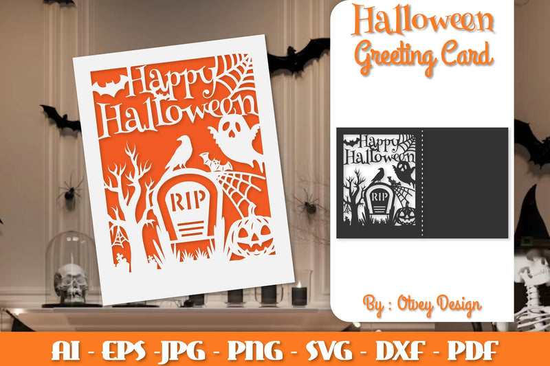 Halloween Scene Greeting Card SVG Bundle - CraftNest - Digital Crafting and Art