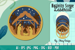 Nativity Scene Religious Christmas Layered Papercut Lasercut SVG Bundle - CraftNest - Digital Crafting and Art
