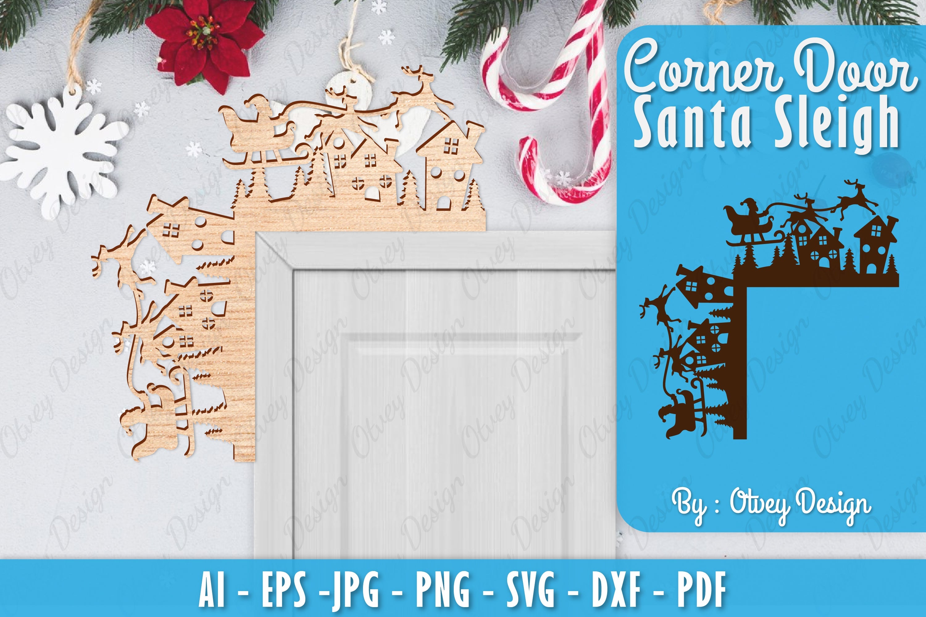 Christmas Santa Sleigh Door Corner SVG Bundle 1 - CraftNest - Digital Crafting and Art