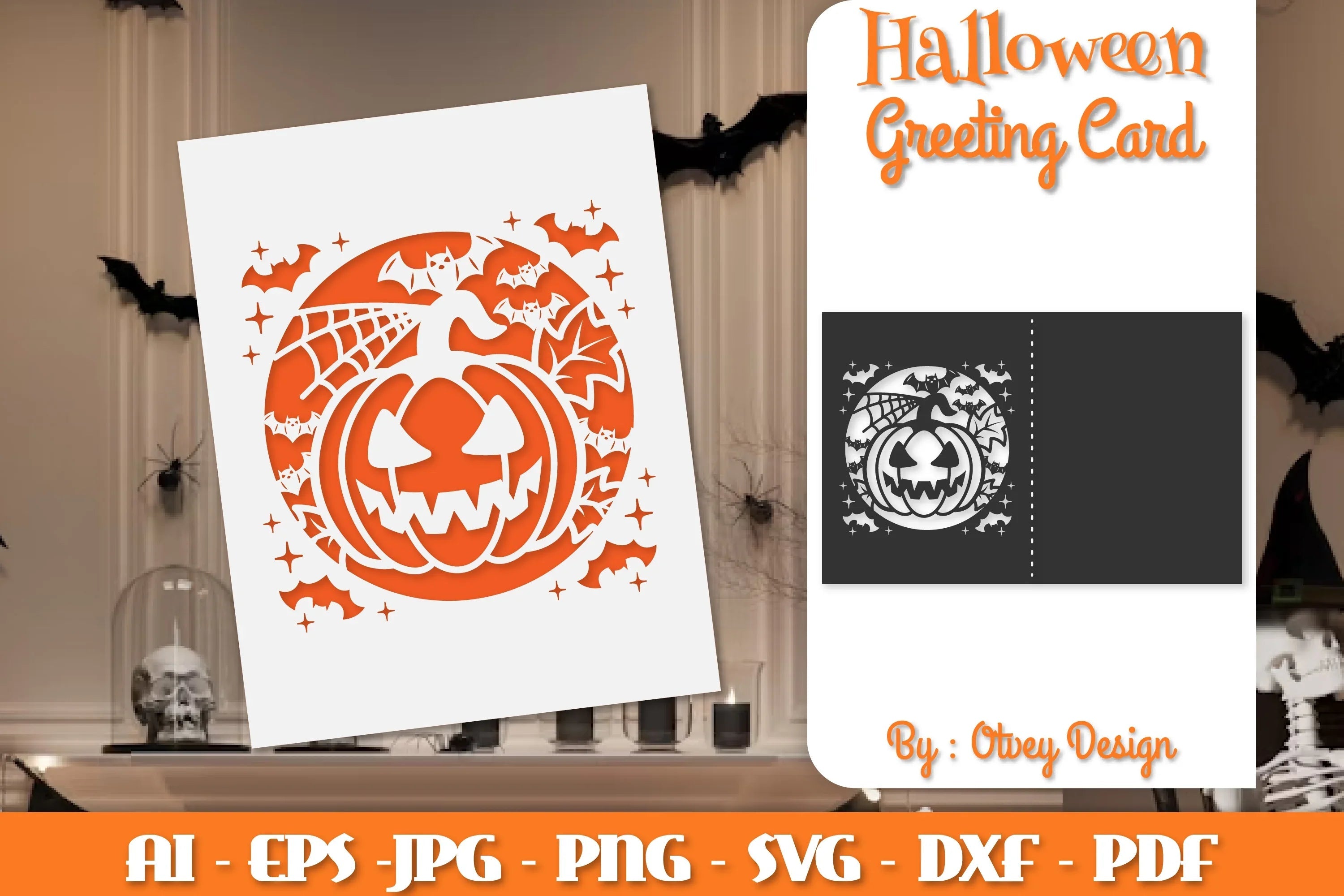 Halloween Scene Greeting Card SVG Bundle - CraftNest - Digital Crafting and Art