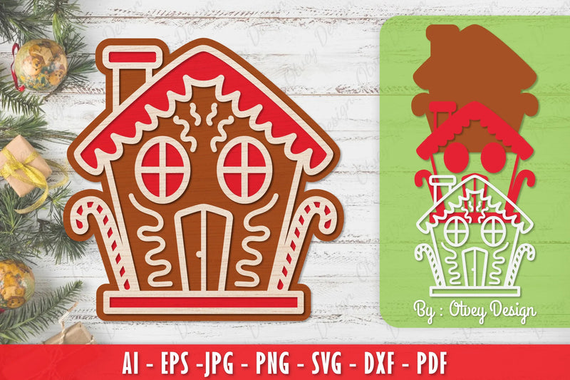 Gingerbread House Laser Cut Merry Christmas SVG Bundle 8 - CraftNest - Digital Crafting and Art