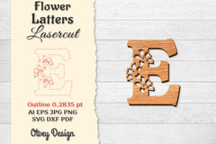 Flower Letters Laser Cut SVG Bundle 143 - CraftNest - Digital Crafting and Art