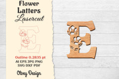 5 Flower Letters Laser Cut SVG Bundle 90 - CraftNest - Digital Crafting and Art