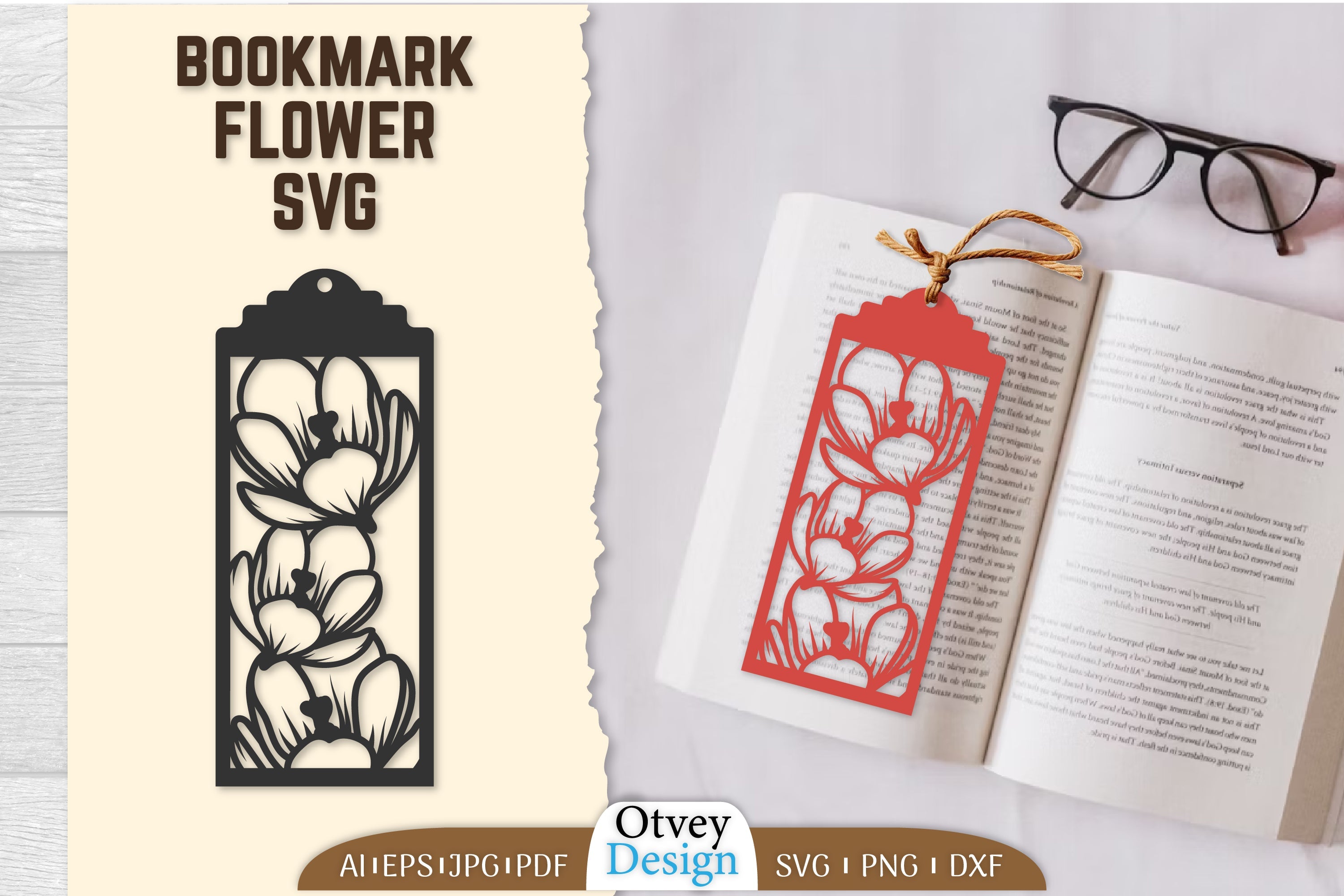 Flower Bookmark SVG Bundle 7 - CraftNest - Digital Crafting and Art