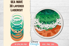 Sea Wave 3D Layered Lasercut SVG Bundle 5 - CraftNest - Digital Crafting and Art
